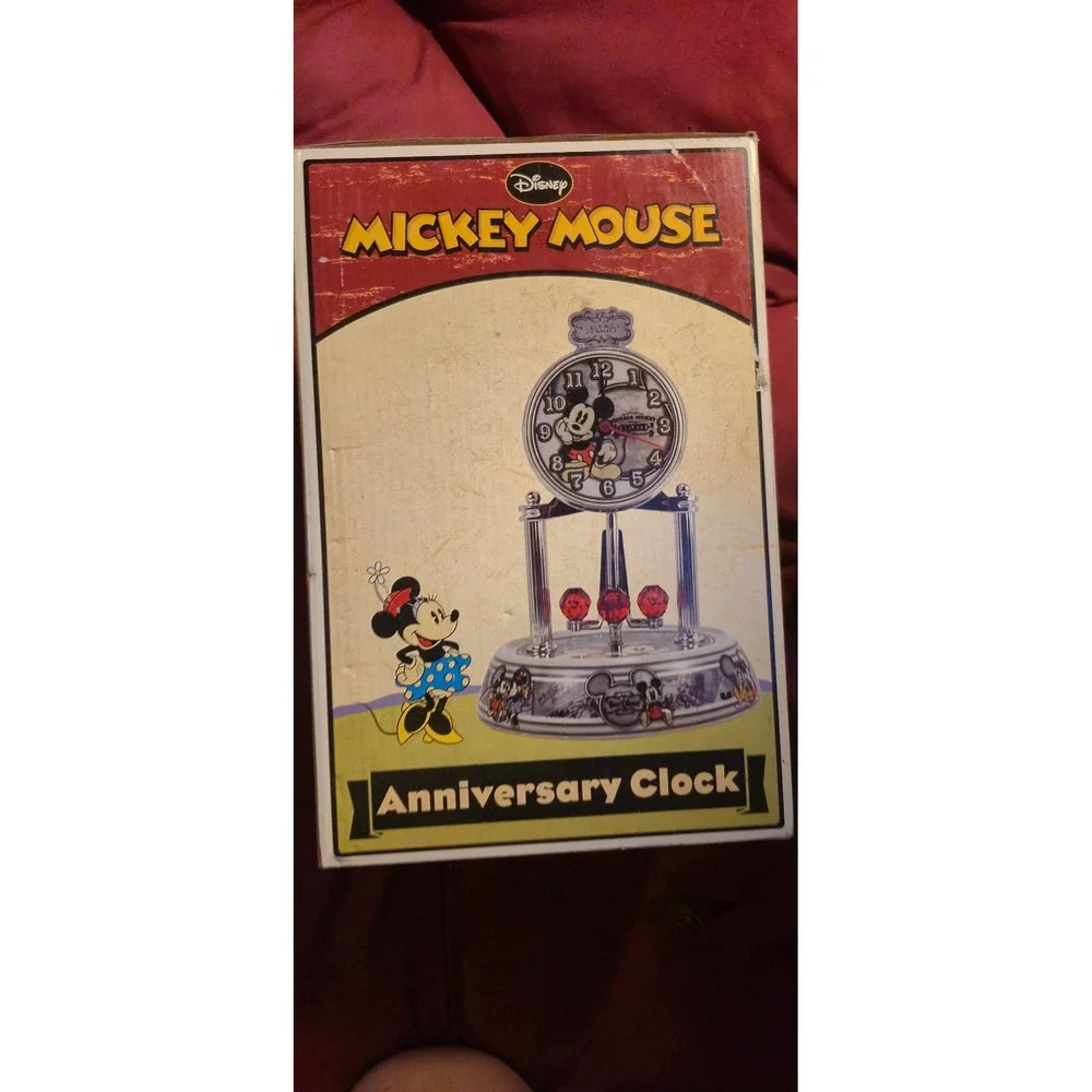 Disney Mickey‎ Mouse Anniversary Clock Porcelain Base Glass Dome DS20775 New